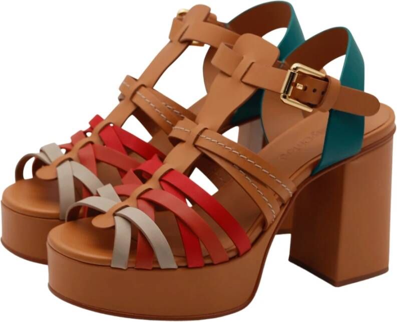 See by Chloé Multicolor Kruisband Hoge Hak Sandalen Multicolor Dames