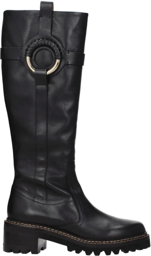 See by Chloé Zwarte Leren Over De Knie Laarzen - Foto 1