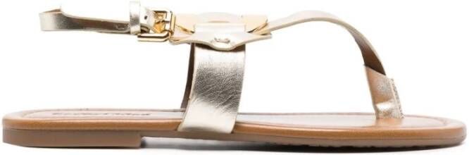 See by Chloé Platinum Calf Leather Chany Metallic Sandalen Grijs Dames