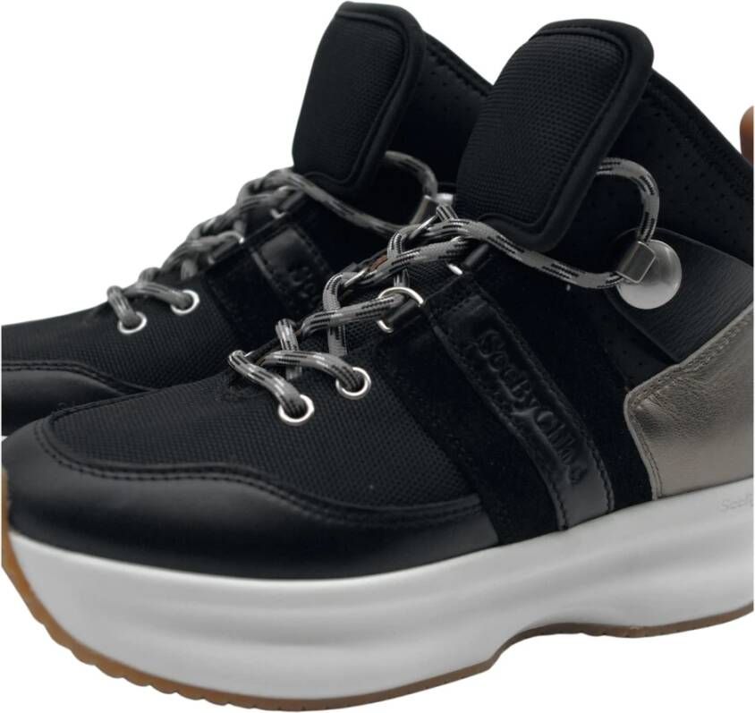 See by Chloé Stijlvolle Platform Sneaker Laarzen Black Dames