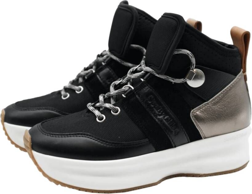 See by Chloé Stijlvolle Platform Sneaker Laarzen Zwart Dames