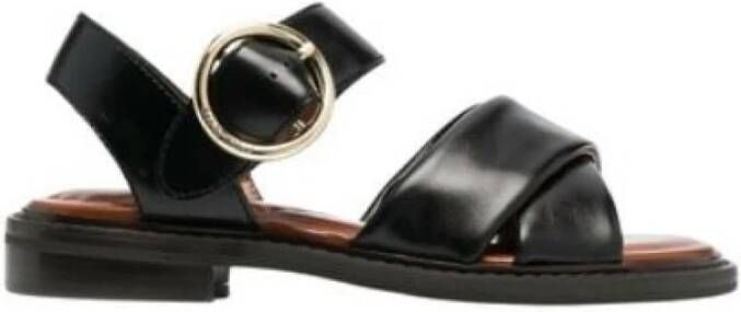 See by Chloé Stijlvolle platte sandalen voor vrouwen Zwart Dames
