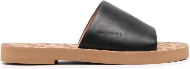 See by Chloé Zwarte Casual Open Flats Slippers Black Dames