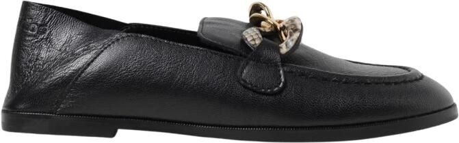 See by Chloé Zwarte leren loafers met kettingdetail