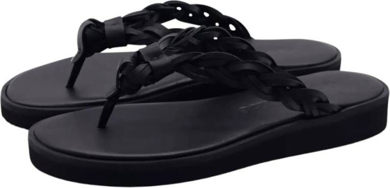 See by Chloé Zwarte Pompoms Sandalen met Gevlochten Leren Bandjes Zwart Dames