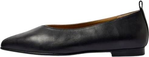 Selected Femme Zwarte leren puntige ballerina's