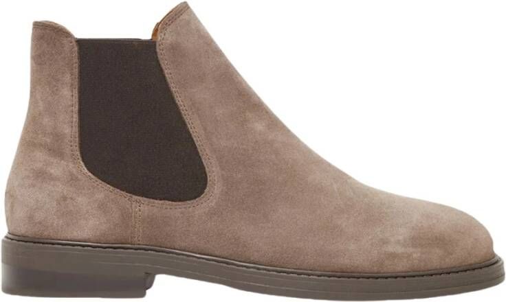 Selected Homme Leren laarzen en enkellaarsjes Beige Heren