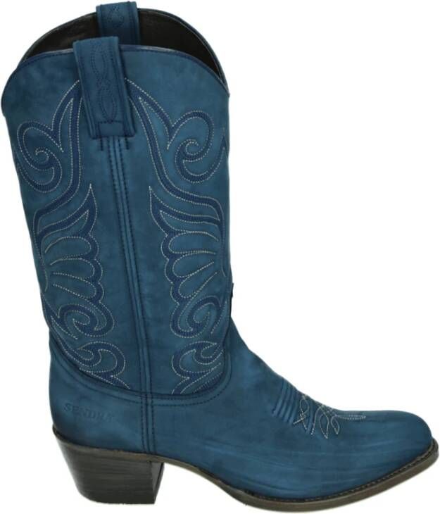 Sendra Blauwe Westernlaars met leren zool