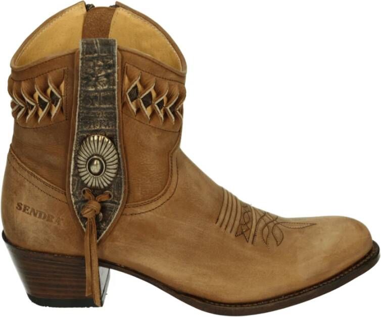 Sendra Western Dameslaars Cognac Nubuck Laars