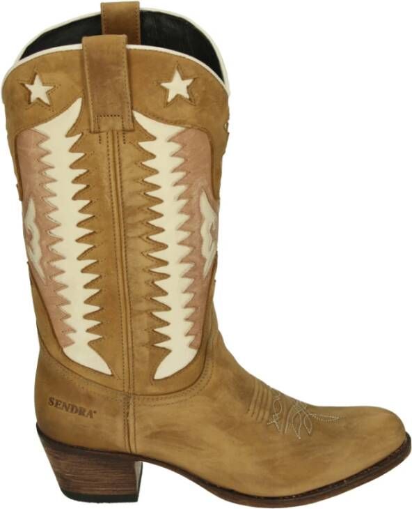 Sendra Western Dameslaars Cognac Nubuck Laars