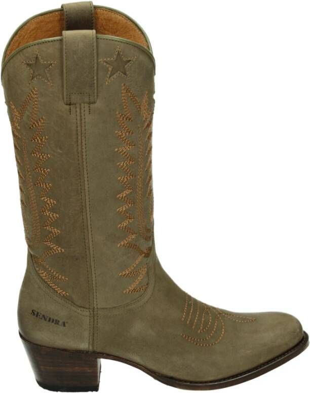 Sendra Western Dameslaars Groen Nubuck Laars