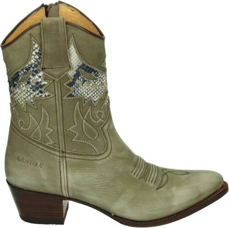 Sendra Western Dameslaars in Groen Nubuck