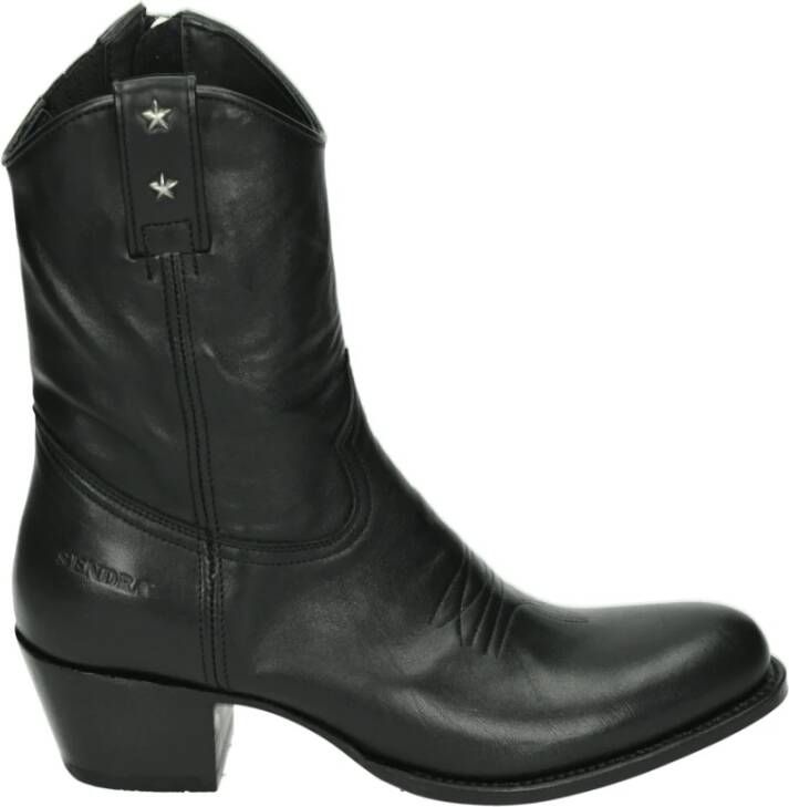 Sendra Western Dameslaars in Zwart Nubuck