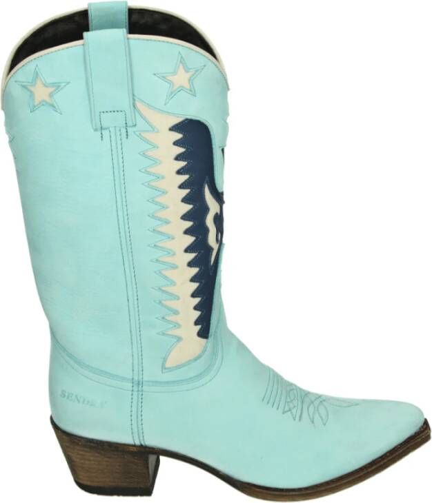 Sendra Westernlaars Lichtblauw Nubuck Leer