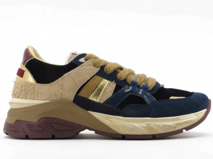 Serafini Fluwelen sneaker met gouden details