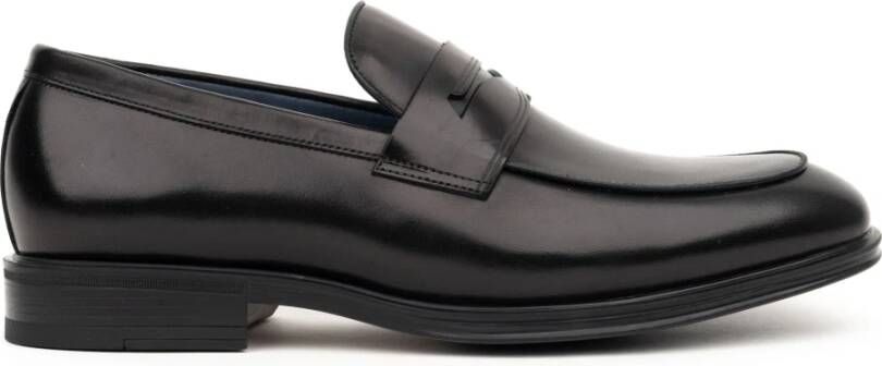 Serengeti Zwarte Leren Formele Platte Schoenen