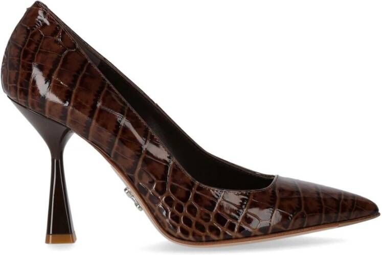 Sergio Levantesi Bruine Pump met Krokodillenprint en Glanzende Afwerking Bruin Dames