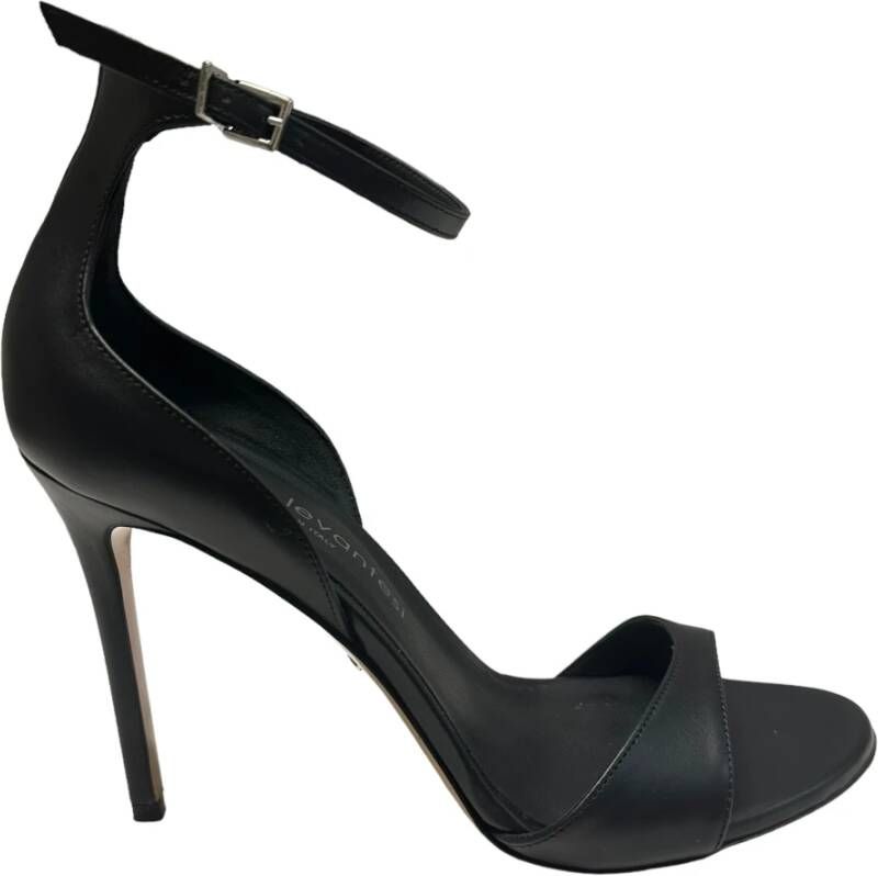 Sergio Levantesi Enkelband Polyester Sandalen 11cm Hak Black Dames