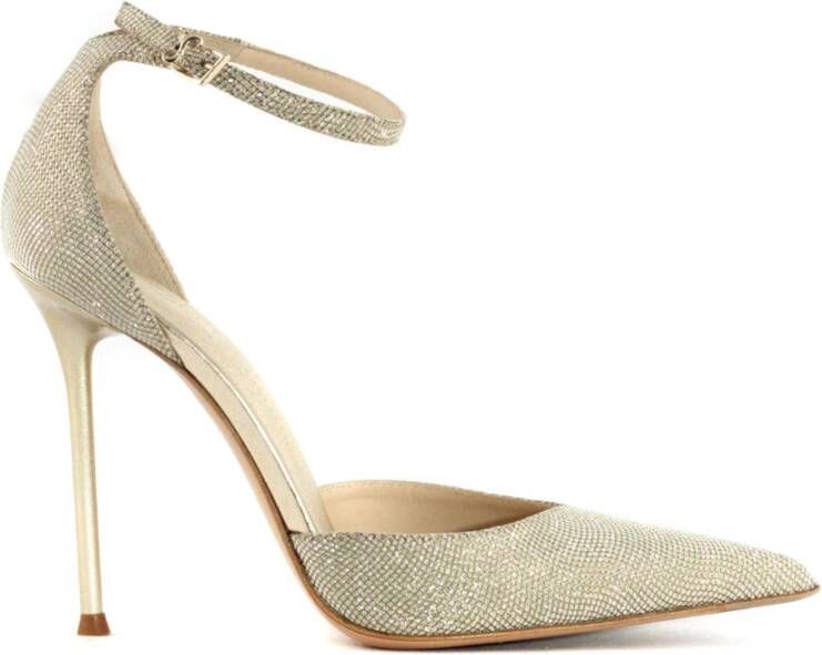 Sergio Levantesi Gouden Strass Enkelband Sandalen