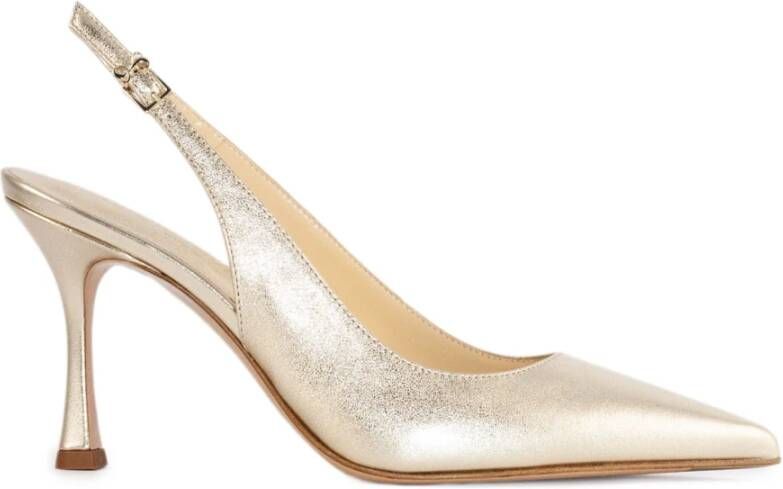 Sergio Levantesi Platinum Leren Puntige Sandalen met Goudkleurige Gesp
