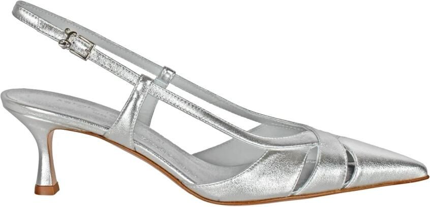 Sergio Levantesi Zilveren Leren Sandaal Puntige Neus Gesp