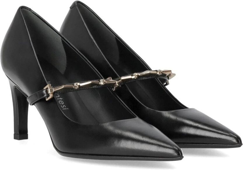 Sergio Levantesi Zwarte leren Griselda pumps met gouden detail