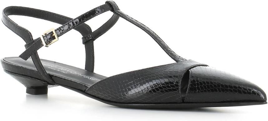 Sergio Levantesi Zwarte Python Leren T-Strap Ballerina's