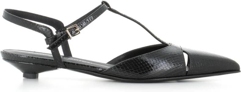 Sergio Levantesi Zwarte Python Leren T-Strap Ballerina's
