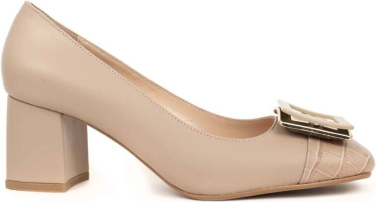 Sergio Moretti Klassieke Beige Mid Heel Pumps