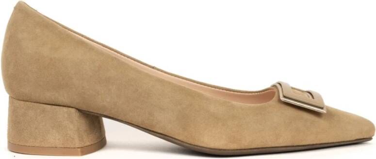 Sergio Moretti Klassieke Beige Mid Heel Pumps