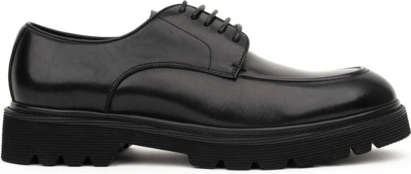 Sergio Moretti Zwarte Leren Formele Platte Schoenen