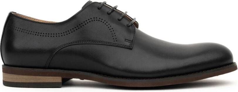 Sergio Moretti Zwarte Leren Formele Platte Schoenen