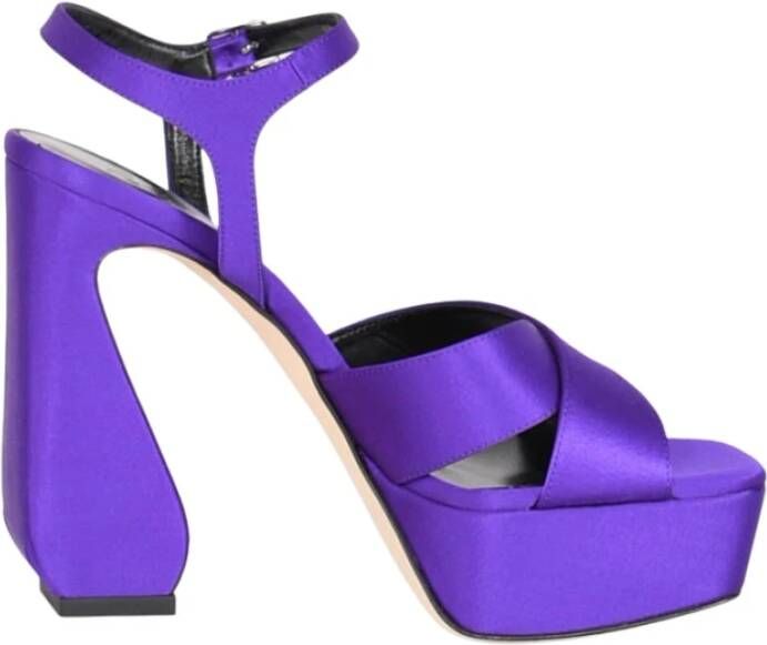 Sergio Rossi Beeldhouwkunstige Vierkante Sandalen Purple Dames