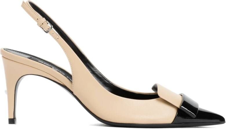 Sergio Rossi Beige Leren Slingback Stiletto Pumps Beige Dames