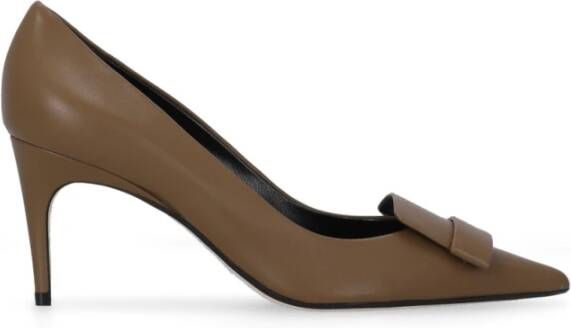 Sergio Rossi Bruine Leren Dames Décolleté met 8cm Hak Bruin Dames