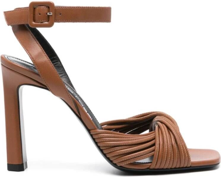 Sergio Rossi Bruine Leren Hoge Hak Sandalen Brown Dames