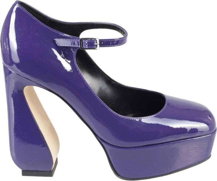Sergio Rossi Elegant Patent Leather Shoes Purple Dames