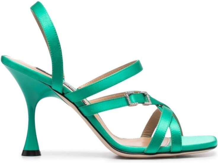 Sergio Rossi Emerald Green Mini Prince Strappy Sandalen Blue Dames