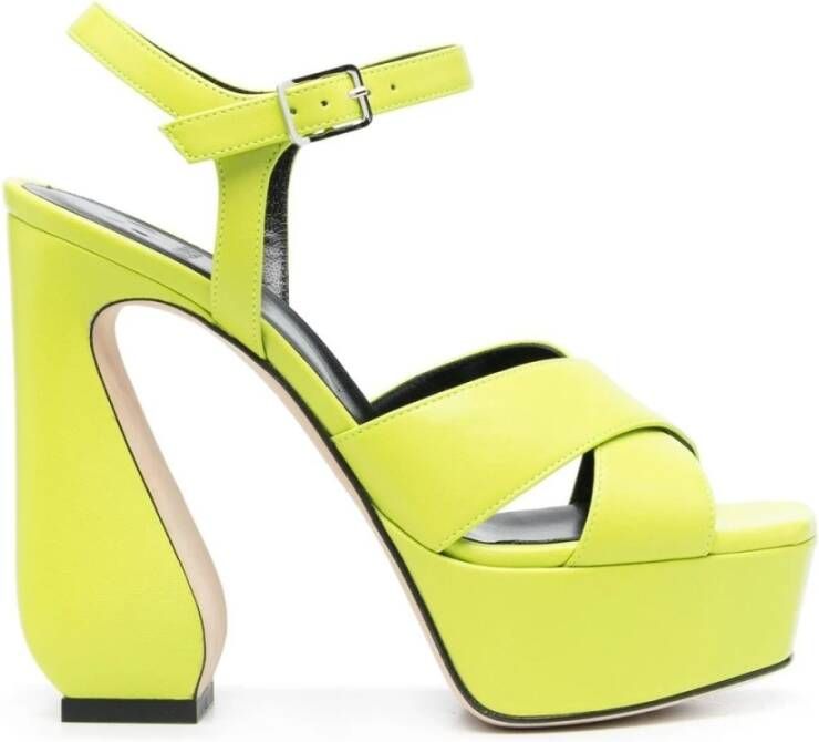 Sergio Rossi Gele Hoge Hak Sandalen Yellow Dames