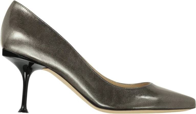 Sergio Rossi Glacee Anthracite Metallic Leren Pumps Grijs Dames