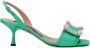 Sergio Rossi Kristal Satijnen Sandalen Dames Hakken Green Dames - Thumbnail 1