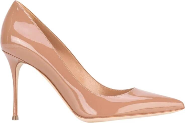 Sergio Rossi Leren Roze Pumps 100mm Hak Roze Dames