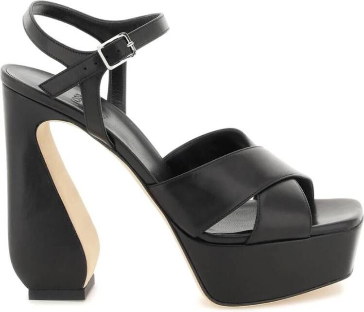 Sergio Rossi Leren sandalen met gekruiste banden en verstelbare enkelband Black Dames