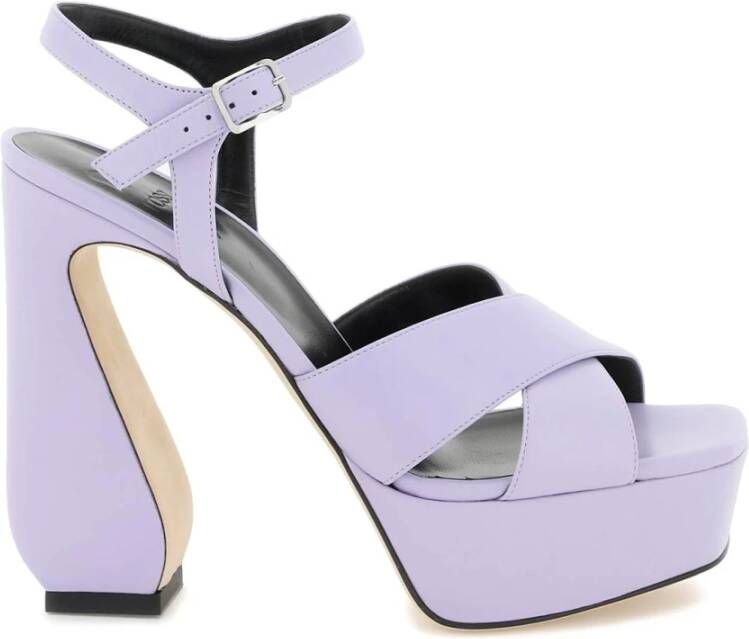 Sergio Rossi Leren sandalen met gekruiste banden en verstelbare enkelband Purple Dames