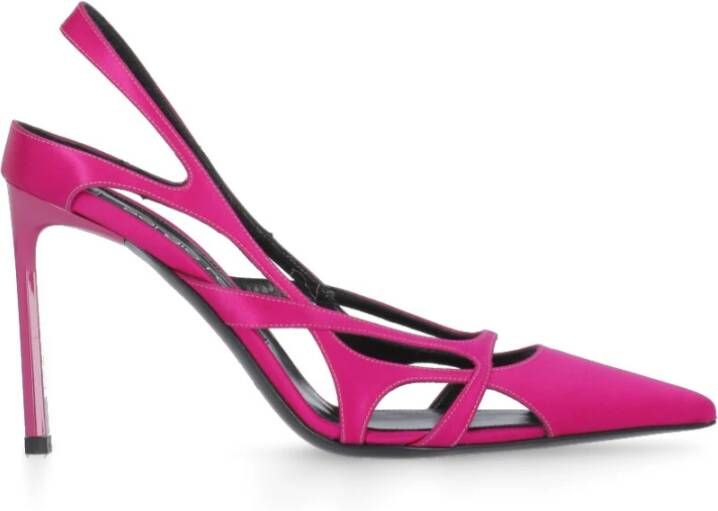 Sergio Rossi Magenta Satijnen Pumps met Pijlpunt Roze Dames