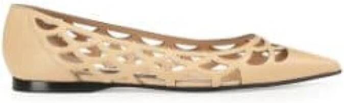 Sergio Rossi Mermaid Leren Ballerina Schoenen Beige Dames