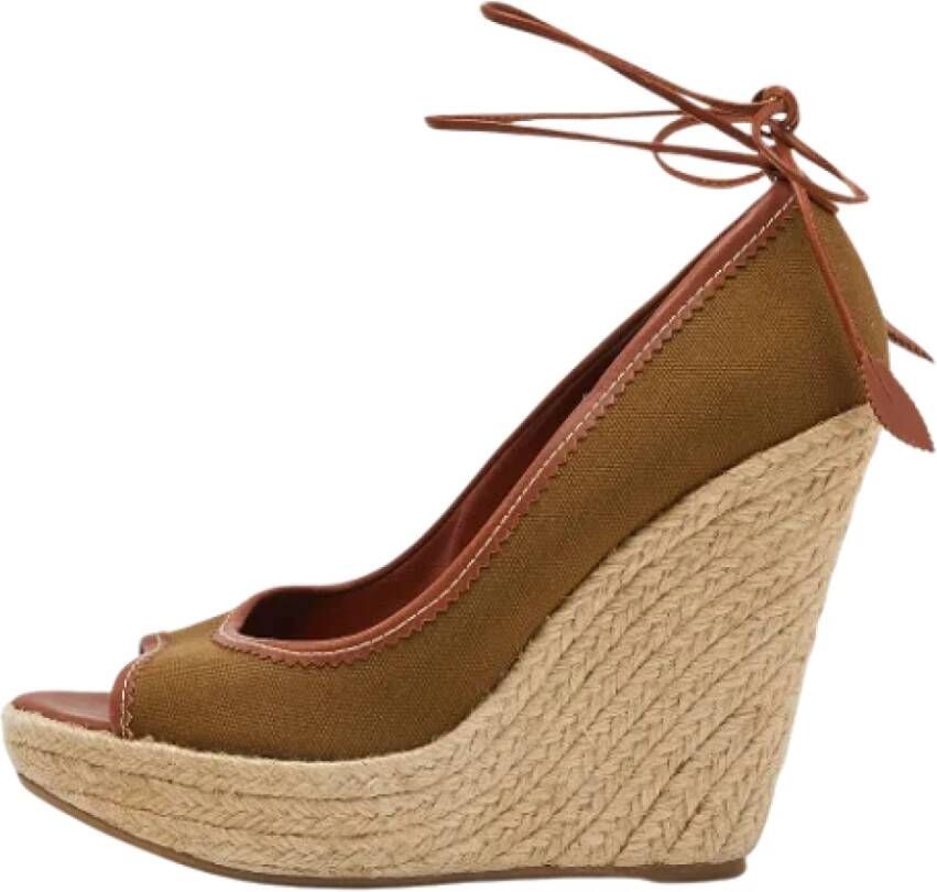 Sergio Rossi Pre-owned Canvas sandals Brown Dames