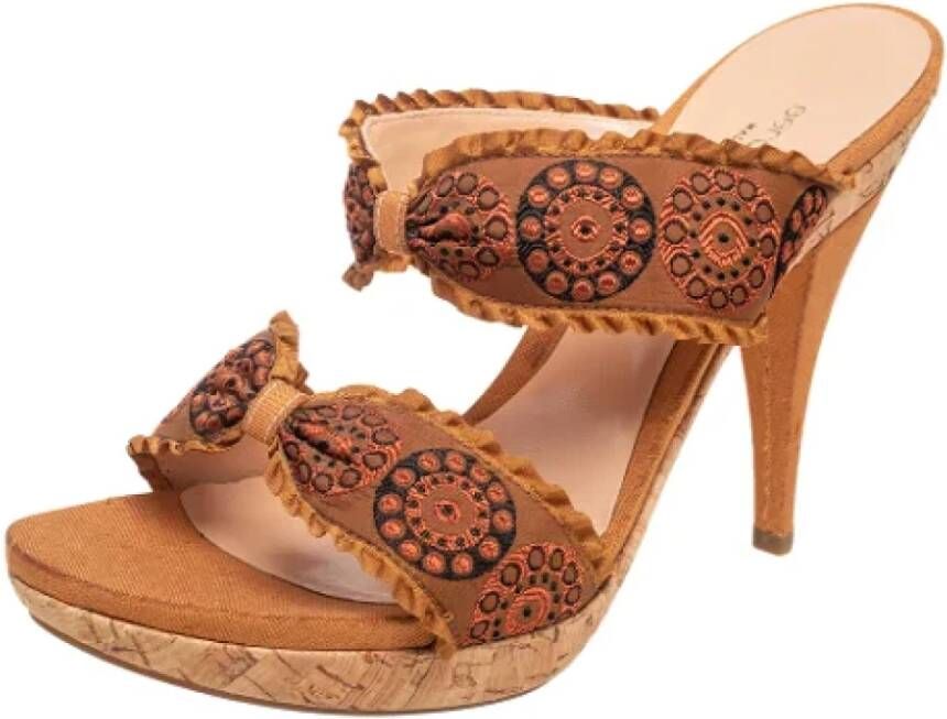 Sergio Rossi Pre-owned Fabric sandals Brown Dames