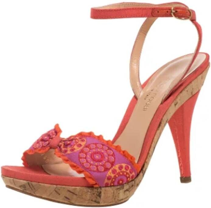 Sergio Rossi Pre-owned Fabric sandals Orange Dames