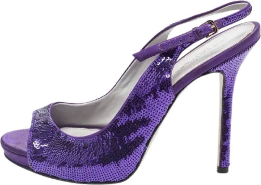 Sergio Rossi Pre-owned Fabric sandals Purple Dames